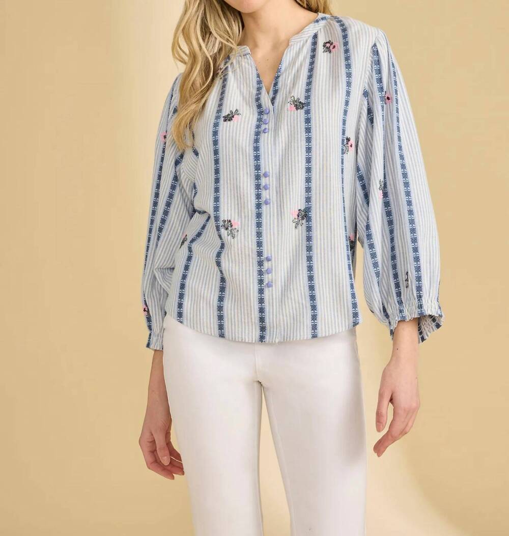 NEW FDJ embellished shirt in indigo stripe